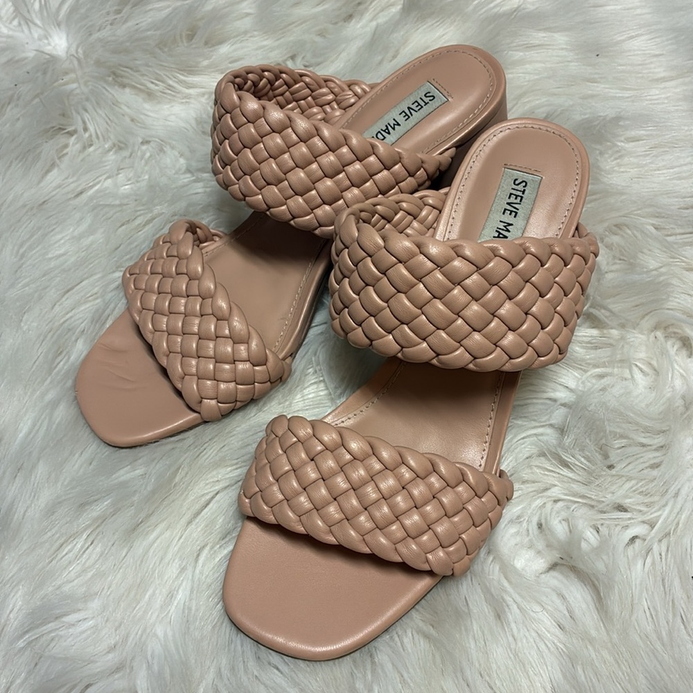 Steve Madden Daphnee Braided Light Tan / Nude Block Heel Sandals - Picture 16 of 16